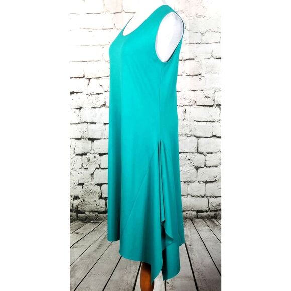 J. PETERMAN Artsy Minimalist Lagenlook Jersey Knit Stretch Dress Green Small - Picture 5 of 8
